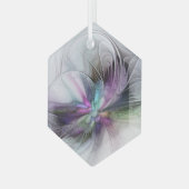 新しい生活、抽象芸術カラフルフラクタル芸術ファンタジー ガラスオーナメント (正面左)