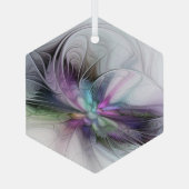 新しい生活、抽象芸術カラフルフラクタル芸術ファンタジー ガラスオーナメント (裏面)