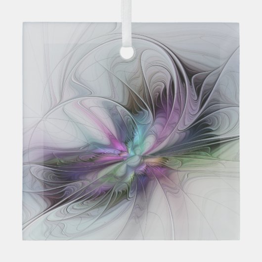 新しい生活、抽象芸術カラフルフラクタル芸術ファンタジー ガラスオーナメント (正面)