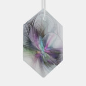 新しい生活、抽象芸術カラフルフラクタル芸術ファンタジー ガラスオーナメント (正面右)