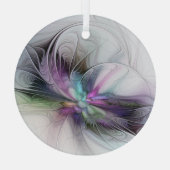 新しい生活、抽象芸術カラフルフラクタル芸術ファンタジー ガラスオーナメント (裏面)