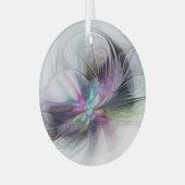 新しい生活、抽象芸術カラフルフラクタル芸術ファンタジー ガラスオーナメント (正面左)