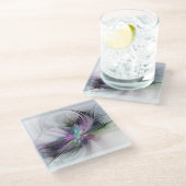 新しい生活、抽象芸術カラフルフラクタル芸術ファンタジー ガラスコースター (アングル)