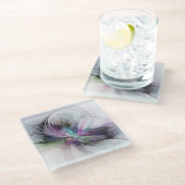 新しい生活、抽象芸術カラフルフラクタル芸術ファンタジー ガラスコースター (アングル)