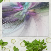 新しい生活、抽象芸術カラフルフラクタル芸術ファンタジー キッチンタオル (折り畳み)