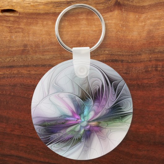 新しい生活、抽象芸術カラフルフラクタル芸術ファンタジー キーホルダー (正面)
