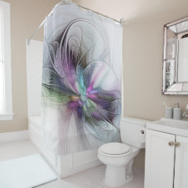 新しい生活、抽象芸術カラフルフラクタル芸術ファンタジー シャワーカーテン