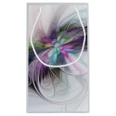 新しい生活、抽象芸術カラフルフラクタル芸術ファンタジー スモールペーパーバッグ (裏面)