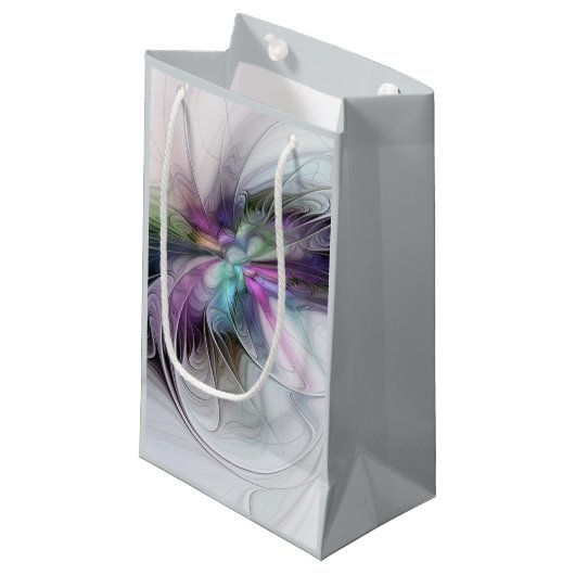 新しい生活、抽象芸術カラフルフラクタル芸術ファンタジー スモールペーパーバッグ (正面アングル)