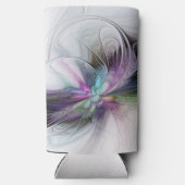 新しい生活、抽象芸術カラフルフラクタル芸術ファンタジー スリム缶クーラー (裏面)