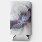 新しい生活、抽象芸術カラフルフラクタル芸術ファンタジー スリム缶クーラー (正面)