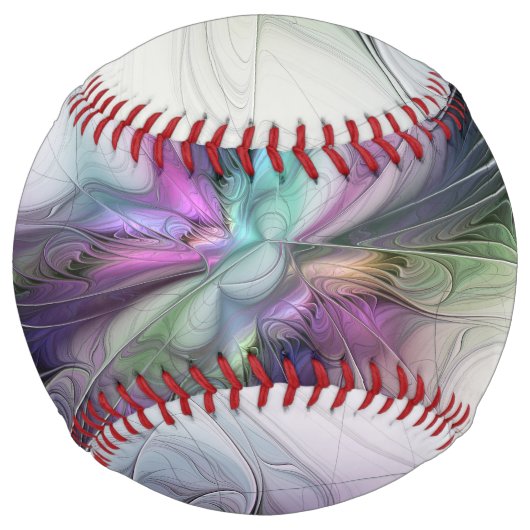 新しい生活、抽象芸術カラフルフラクタル芸術ファンタジー ソフトボール (正面)
