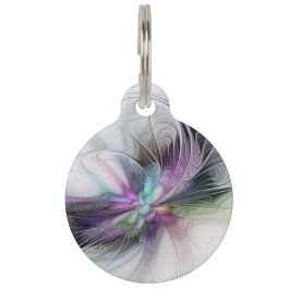 新しい生活、抽象芸術カラフルフラクタル芸術ファンタジー ペット　ネームタグ