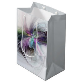 新しい生活、抽象芸術カラフルフラクタル芸術ファンタジー ミディアムペーパーバッグ