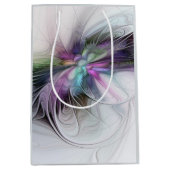 新しい生活、抽象芸術カラフルフラクタル芸術ファンタジー ミディアムペーパーバッグ (正面)