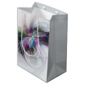 新しい生活、抽象芸術カラフルフラクタル芸術ファンタジー ミディアムペーパーバッグ (裏面アングル)