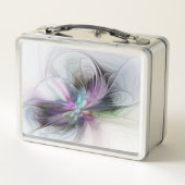 新しい生活、抽象芸術カラフルフラクタル芸術ファンタジー メタルランチボックス (裏面)