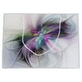 新しい生活、抽象芸術カラフルフラクタル芸術ファンタジー ラージペーパーバッグ (正面)