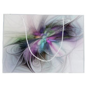 新しい生活、抽象芸術カラフルフラクタル芸術ファンタジー ラージペーパーバッグ (裏面)