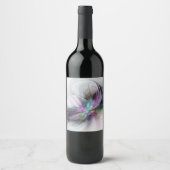 新しい生活、抽象芸術カラフルフラクタル芸術ファンタジー ワインラベル (正面)