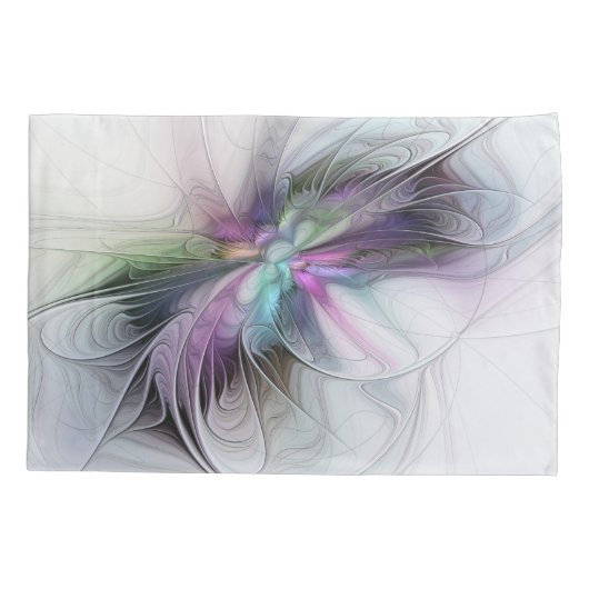 新しい生活、抽象芸術カラフルフラクタル芸術ファンタジー 枕カバー (裏面)