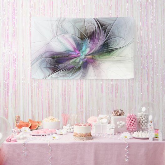 新しい生活、抽象芸術カラフルフラクタル芸術ファンタジー 横断幕 (パーティー)