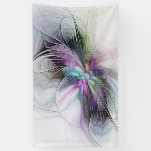 新しい生活、抽象芸術カラフルフラクタル芸術ファンタジー 横断幕 (縦)