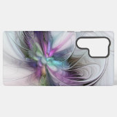 新しい生活、抽象芸術カラフルフラクタル芸術ファンタジー SAMSUNG GALAXYケース (裏面横)