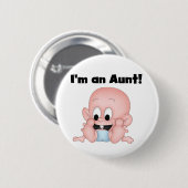 新しい甥のTシャツおよびギフトの叔母さん 缶バッジ (正面&裏面)