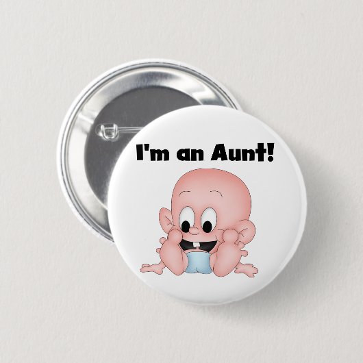 新しい甥のTシャツおよびギフトの叔母さん 缶バッジ (正面&裏面)