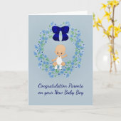 新しい男の子の赤ちゃんの親のためのお祝いカード カード (黄色い花)