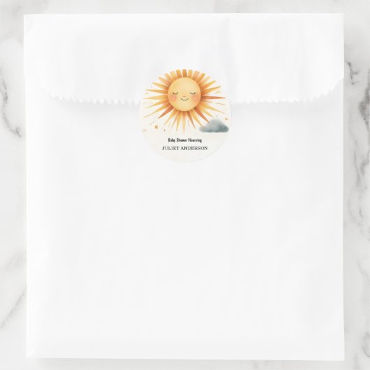 新しい男の子ピンクユニークスカイクラウドサンシャインベビーシャワー ラウンドシール (バッグ)