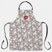 新しい白いベースボールパターンパーソナライズされたスポーツ エプロン (正面)