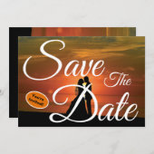 新しい白い書の結婚日付を保存結婚する 招待状 (正面/裏面)