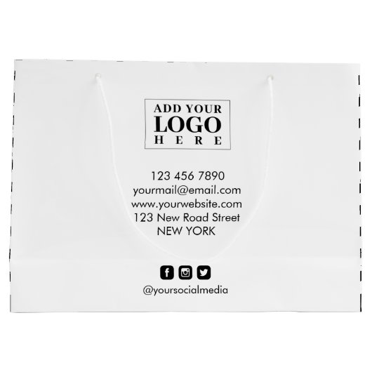 新しい白黒のビジネスストライプロゴ ラージペーパーバッグ (裏面)