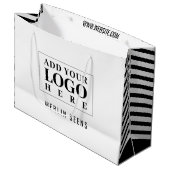 新しい白黒のビジネスストライプロゴ ラージペーパーバッグ (正面アングル)