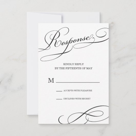 新しい白%PIPE% RSVPカードで食べて下さい、飲んで下さい 出欠カード (正面)