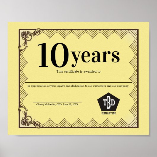 新しい社員周年証明書 ポスター (正面)