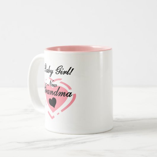 新しい祖母の女の赤ちゃんのTシャツおよびギフト ツートーンマグカップ (正面左)