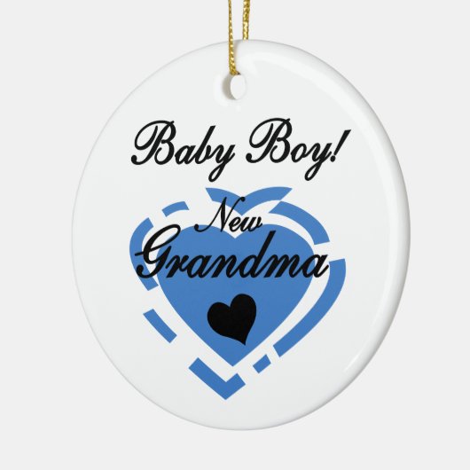 新しい祖母の男の赤ちゃんの青いハートのギフト セラミックオーナメント (左)