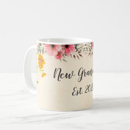 新しい祖母のEst。2021装飾フローラ コーヒーマグカップ (正面左)