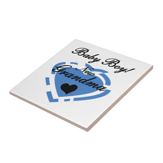 新しい祖母男の赤ちゃんブルーハートギフト タイル (側面)