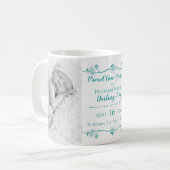 新しい祖父の写真及び誕生Stats -緑及び白 コーヒーマグカップ (正面左)