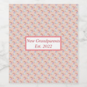 新しい祖父母のEst。2022かわいいコウノトリ模様アート ワインラベル (シングルラベル)