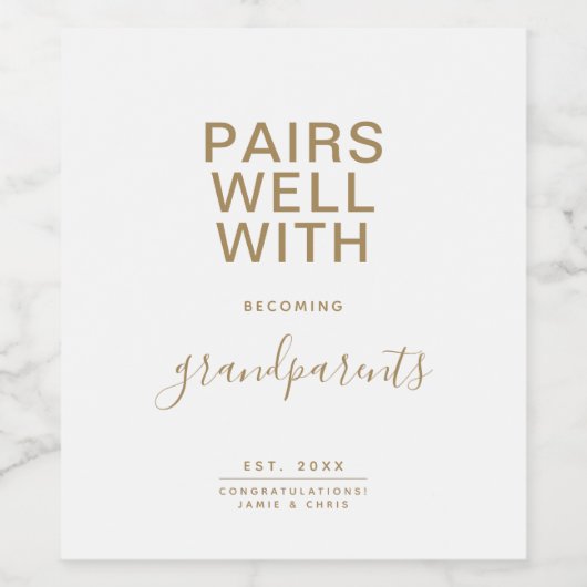 新しい祖父母ミニマリストとうまくペアを組む ワインラベル (シングルラベル)