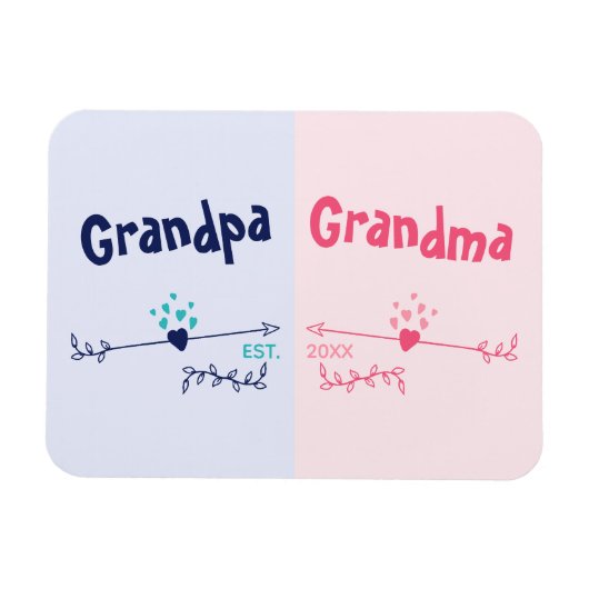 新しい祖父母 – ベビーまたは妊娠のお知らせ マグネット (横)