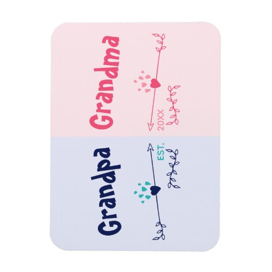 新しい祖父母 – ベビーまたは妊娠のお知らせ マグネット (縦)