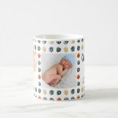新しい祖父- 2つの写真およびカスタムなベビーの誕生Stats コーヒーマグカップ (中央)