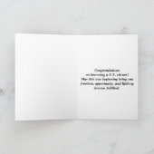 新しい祝米国市民権の祝辞 カード (内部)