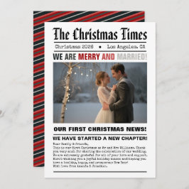 新しい私たちの初めてのクリスマス新聞スタイル写真 シーズンカード